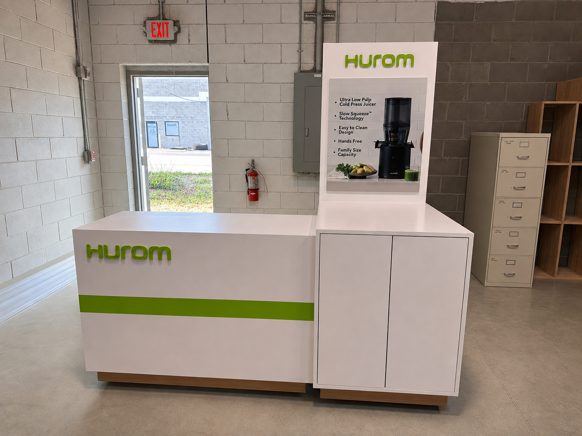 Fabricated Hurom booth in the shop
